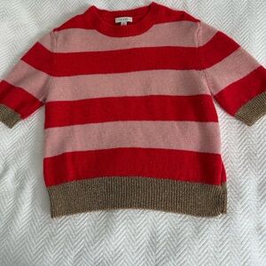 Topshop Red and pink and gold short sleeved sweater